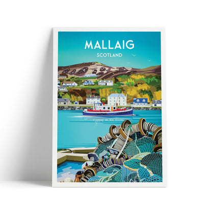 Mallaig Harbour Travel Poster - Coastal Beauty and Maritime Charm | Lochaber | West Coast of the Highlands of Scotland | Vintage Style Print