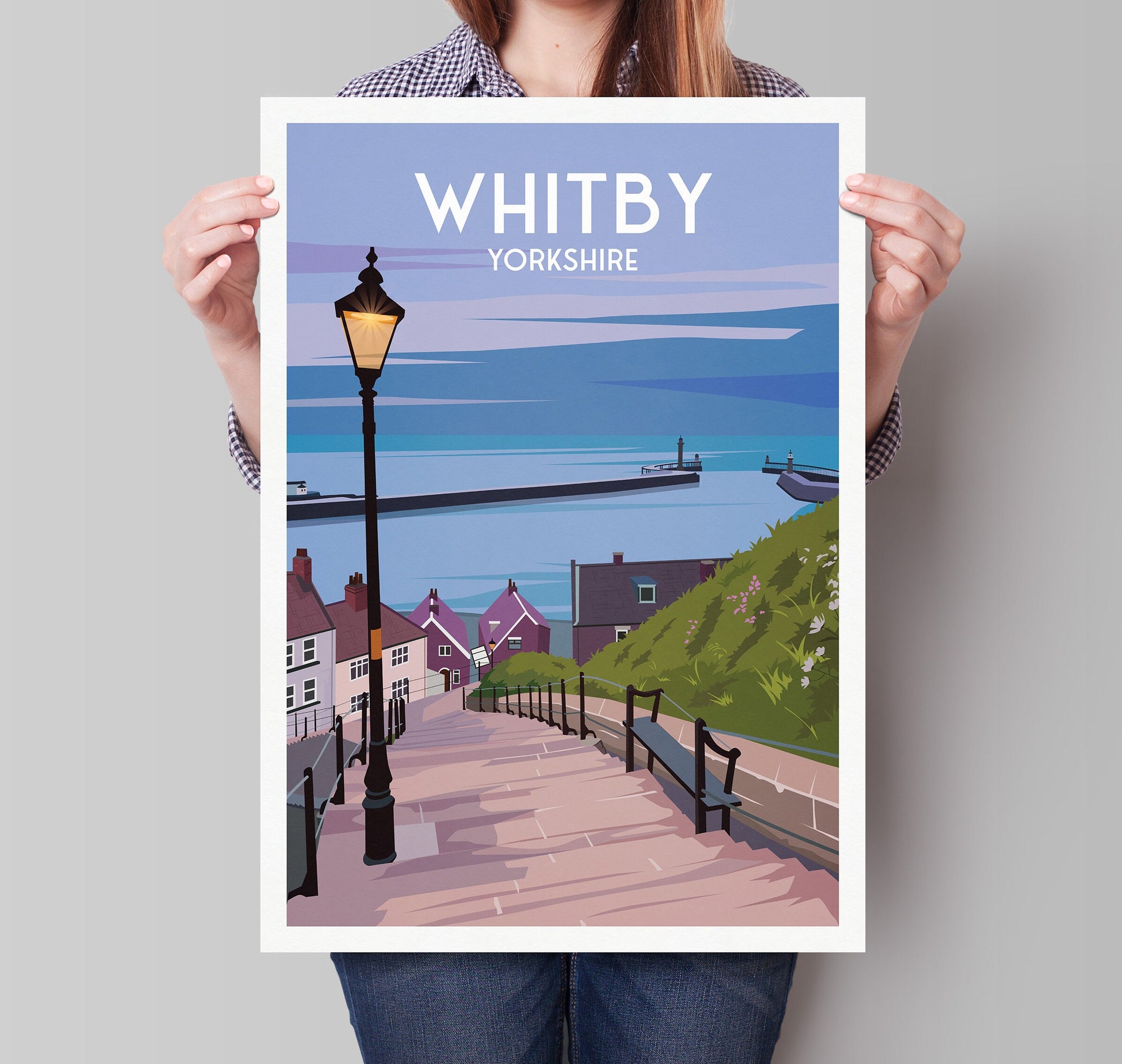 Whitby Travel Poster | 199 steps | Whitby harbour | North Yorkshire Wall Art | Home Decor Artwork | Wedding gift | Birthday Present