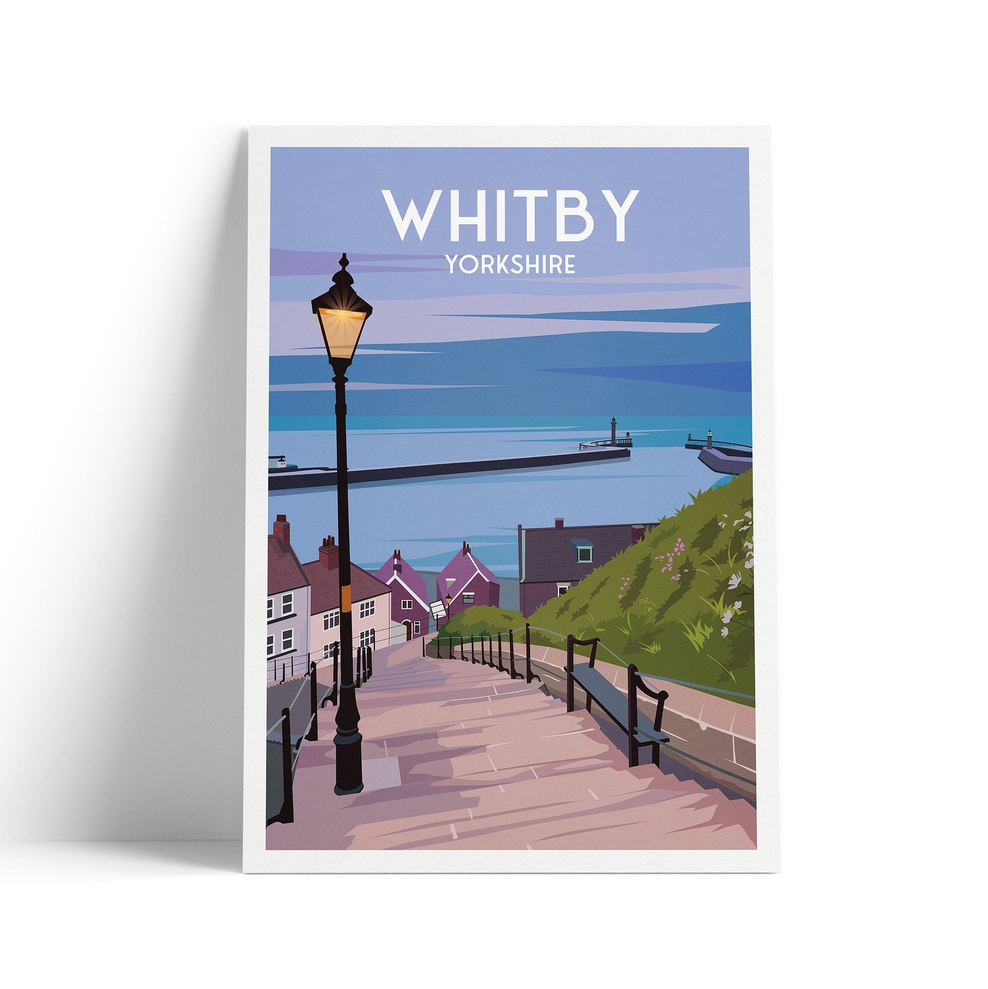 Whitby Travel Poster | 199 steps | Whitby harbour | North Yorkshire Wall Art | Home Decor Artwork | Wedding gift | Birthday Present