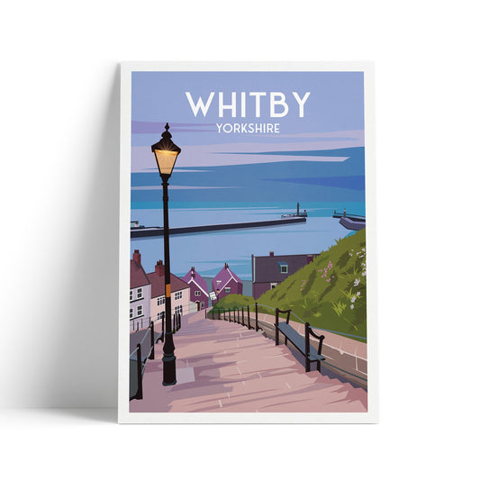 Whitby Travel Poster | 199 steps | Whitby harbour | North Yorkshire Wall Art | Home Decor Artwork | Wedding gift | Birthday Present