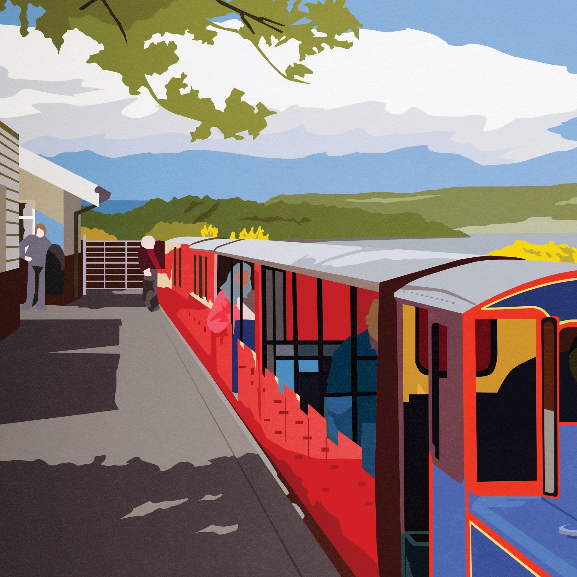 Isle of Mull Art Print - The Isle of Mull Rambler - Scottish Travel Poster - Railway Station - Wall Art Illustration