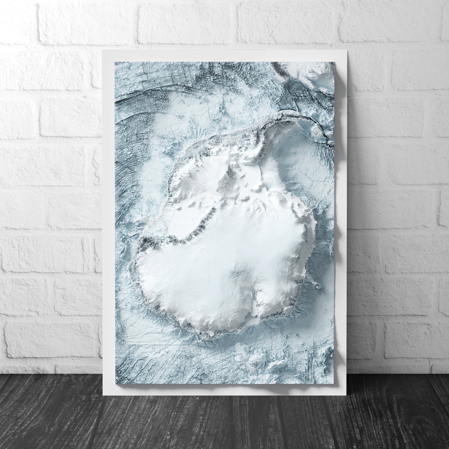 Antarctica Art Relief Map - 2D Bathymetric Print - South Pole Geology - 2D Shaded Relief Map