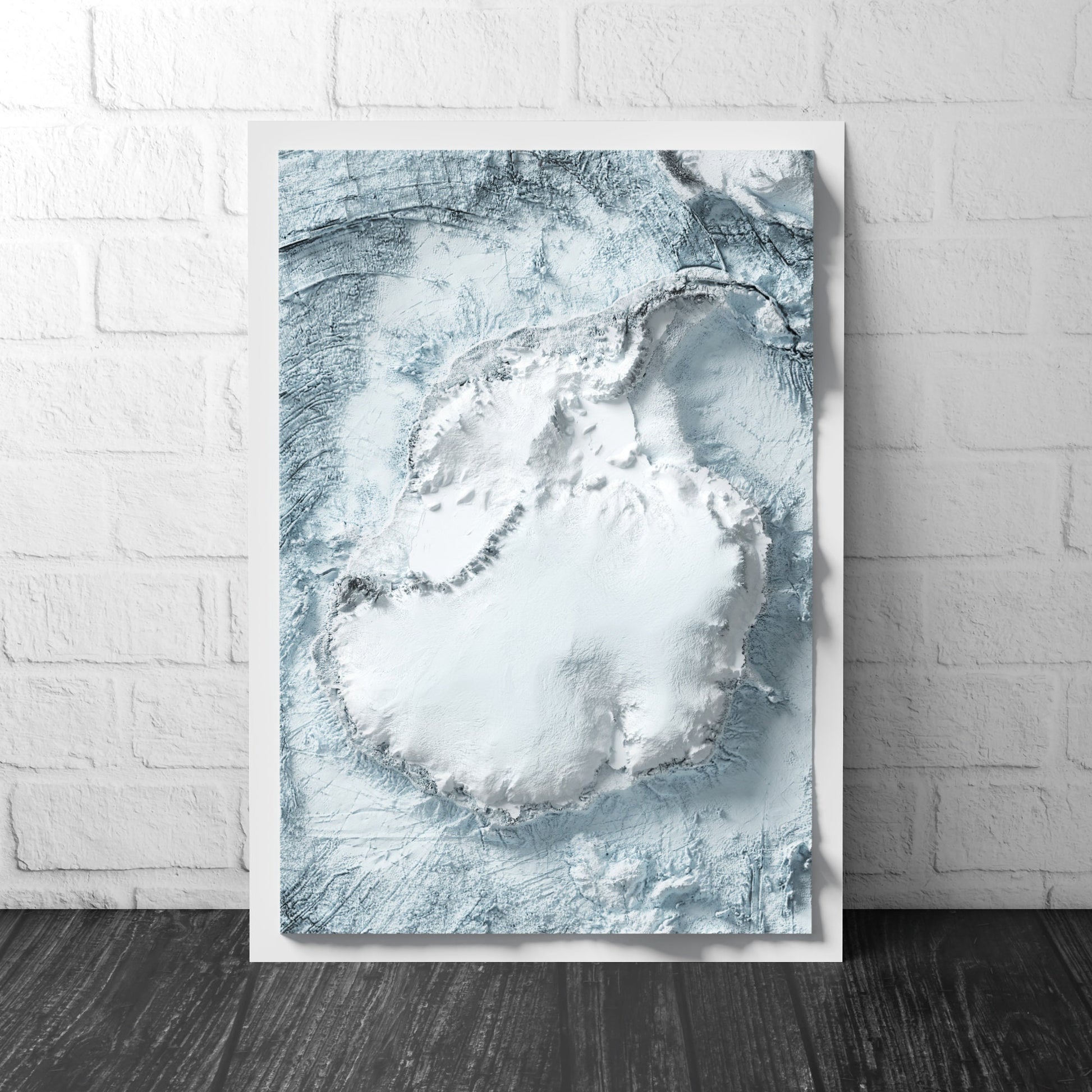 Antarctica Art Relief Map - 2D Bathymetric Print - South Pole Geology - 2D Shaded Relief Map