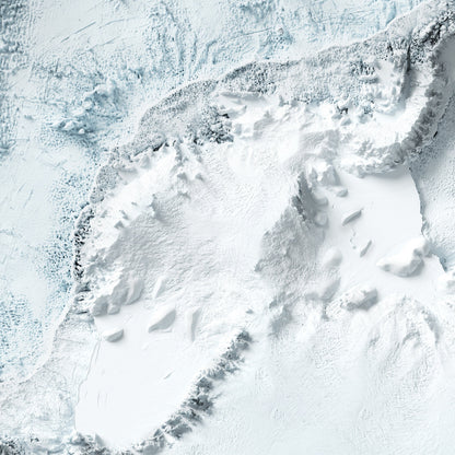 Antarctica Art Relief Map - 2D Bathymetric Print - South Pole Geology - 2D Shaded Relief Map