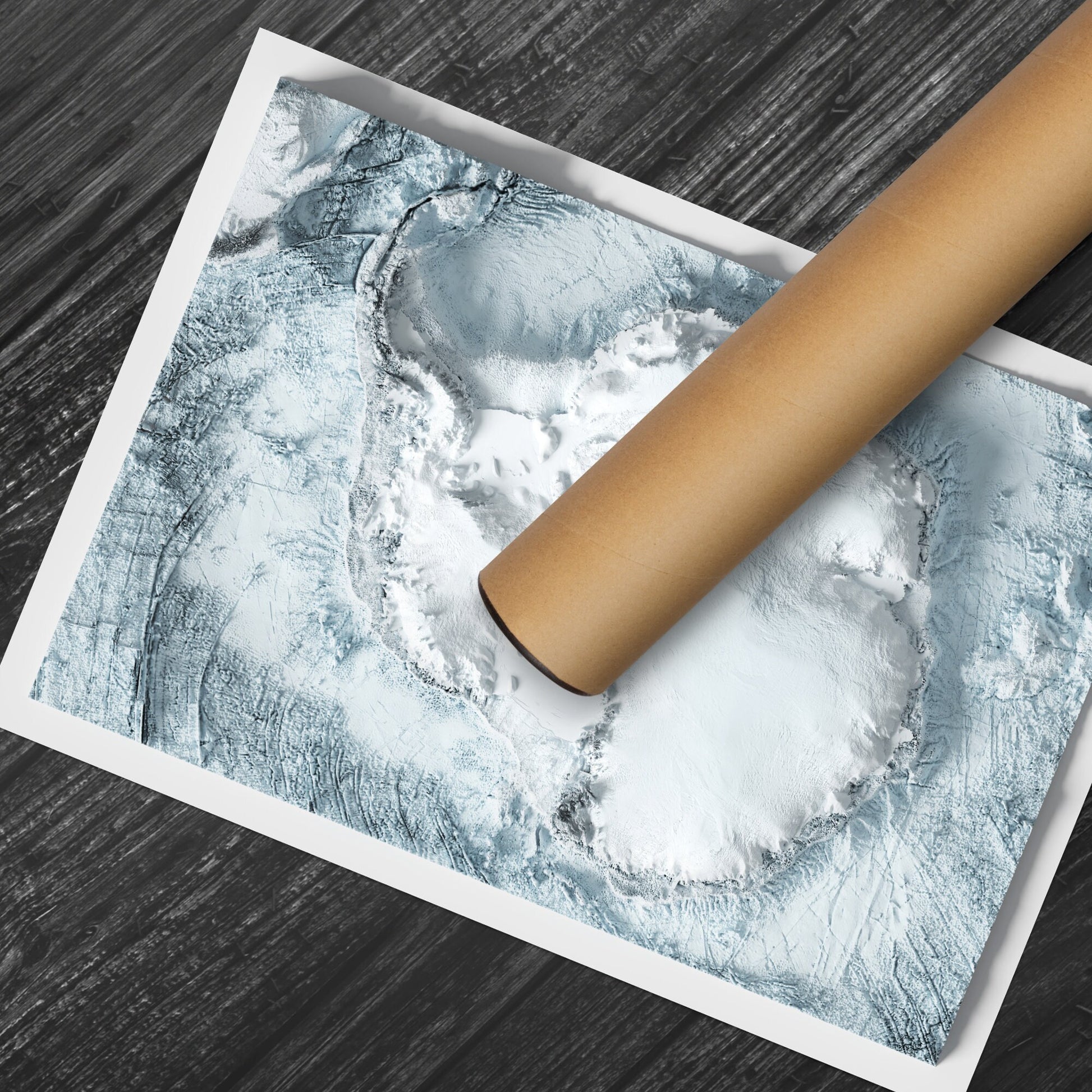 Antarctica Art Relief Map - 2D Bathymetric Print - South Pole Geology - 2D Shaded Relief Map