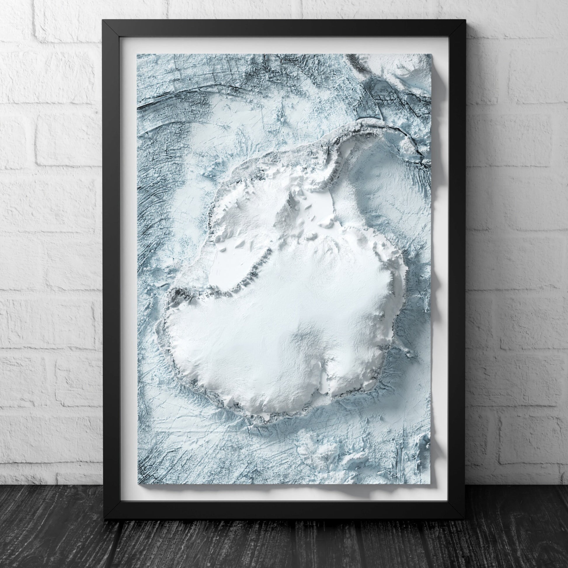 Antarctica Art Relief Map - 2D Bathymetric Print - South Pole Geology - 2D Shaded Relief Map