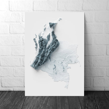 Artistic Relief Map of Colombia - Unique 2D Wall Decor - Colombian Geology - 2D Shaded Relief Map