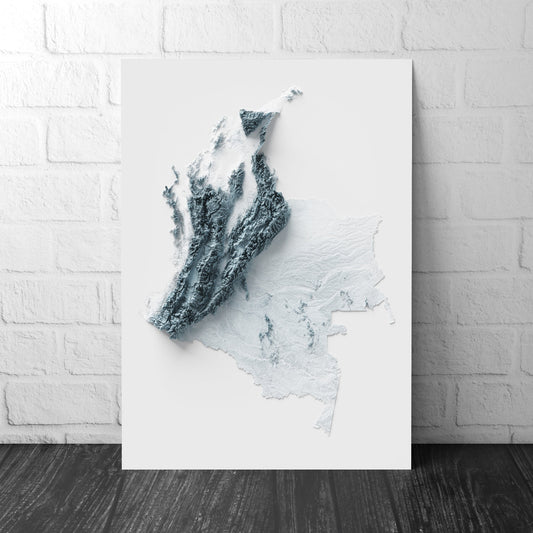 Artistic Relief Map of Colombia - Unique 2D Wall Decor - Colombian Geology - 2D Shaded Relief Map