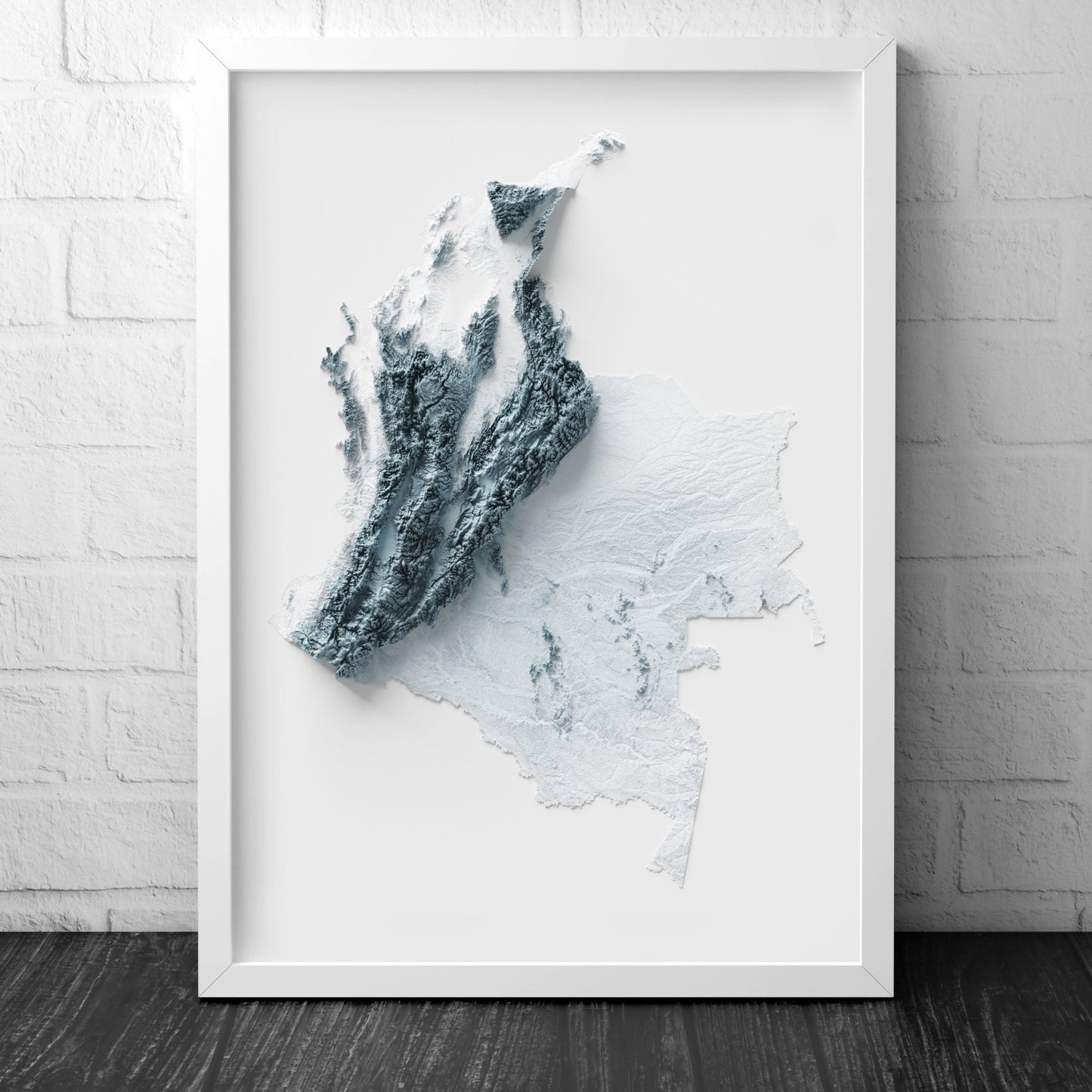 Artistic Relief Map of Colombia - Unique 2D Wall Decor - Colombian Geology - 2D Shaded Relief Map