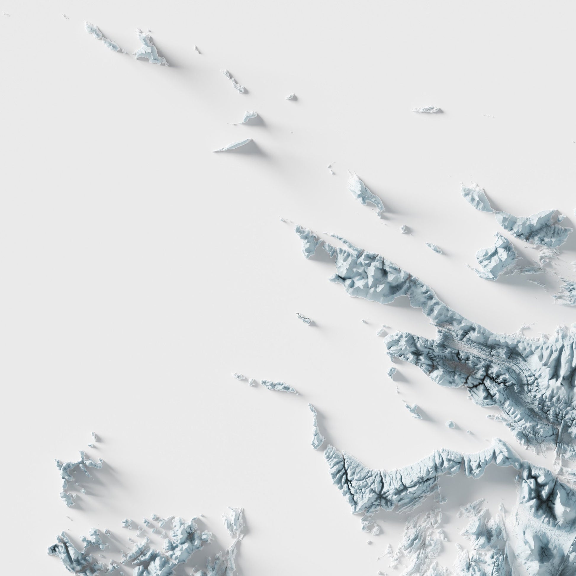 Falkland Islands Artistic Relief Map - Unique 2D Wall Decor - Geology - 2D Shaded Relief Map