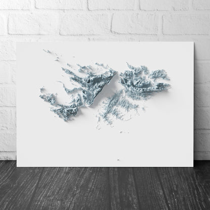 Falkland Islands Artistic Relief Map - Unique 2D Wall Decor - Geology - 2D Shaded Relief Map