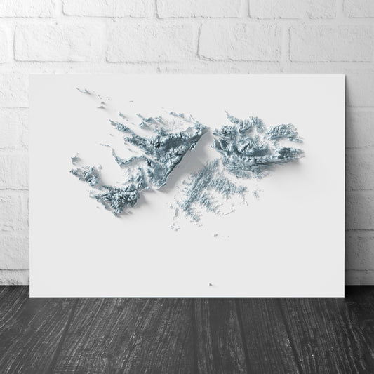 Falkland Islands Artistic Relief Map - Unique 2D Wall Decor - Geology - 2D Shaded Relief Map