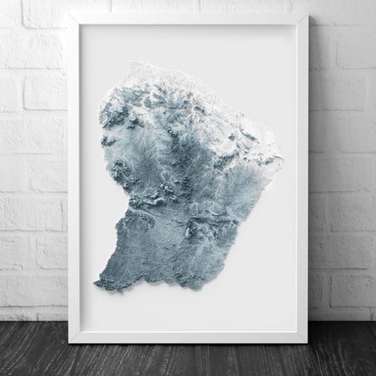 French Guiana Artistic Relief Map - Unique 2D Wall Decor - Geology - 2D Shaded Relief Map