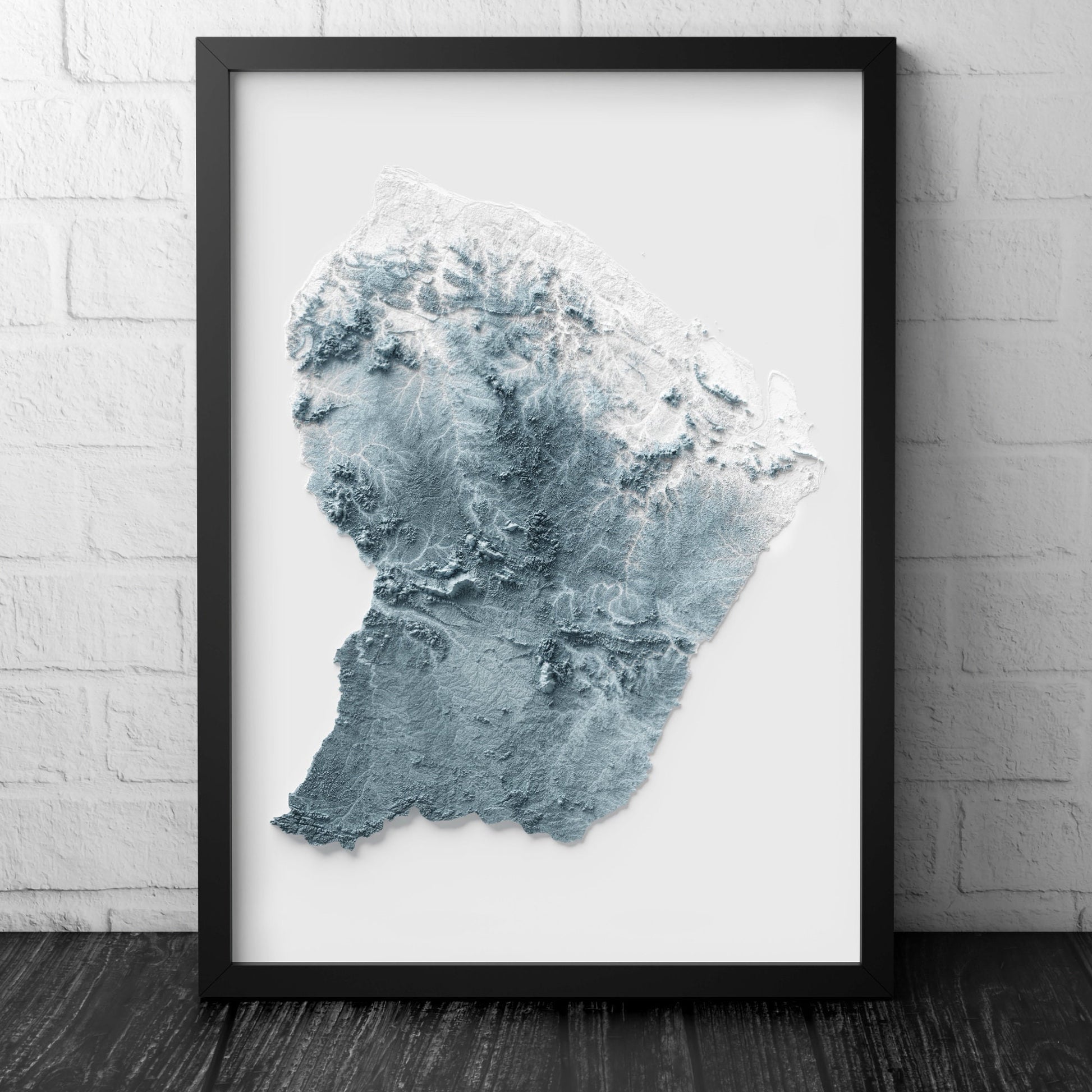 French Guiana Artistic Relief Map - Unique 2D Wall Decor - Geology - 2D Shaded Relief Map