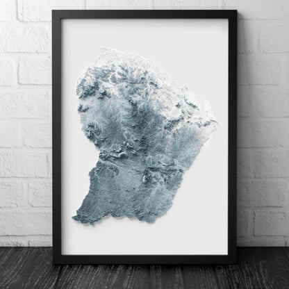 French Guiana Artistic Relief Map - Unique 2D Wall Decor - Geology - 2D Shaded Relief Map