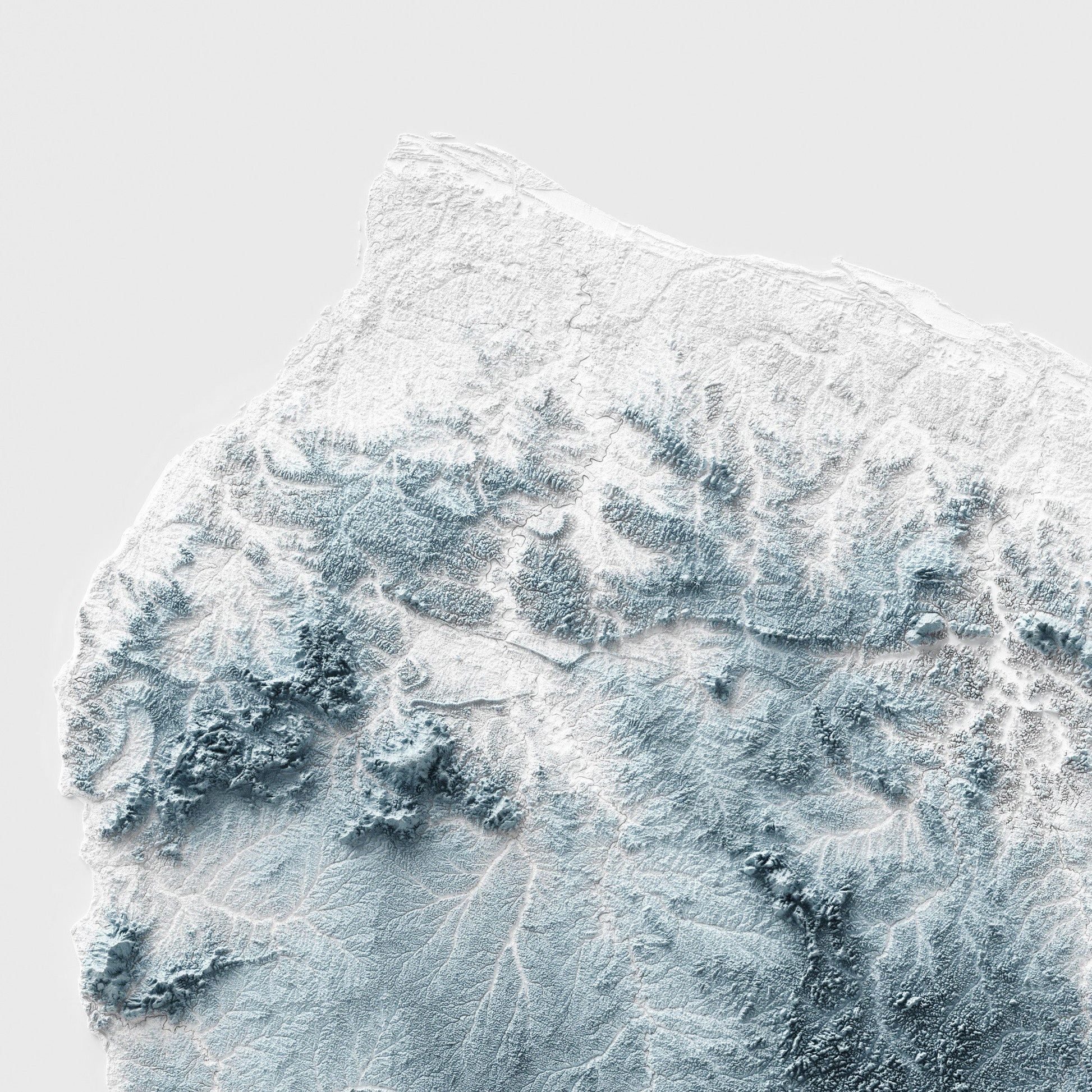 French Guiana Artistic Relief Map - Unique 2D Wall Decor - Geology - 2D Shaded Relief Map