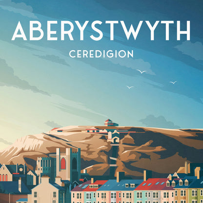 Aberystwyth Print, Wales Travel Poster, Ceredigion Illustration Wall Decor, Seaside Charm, Welsh Wall Art