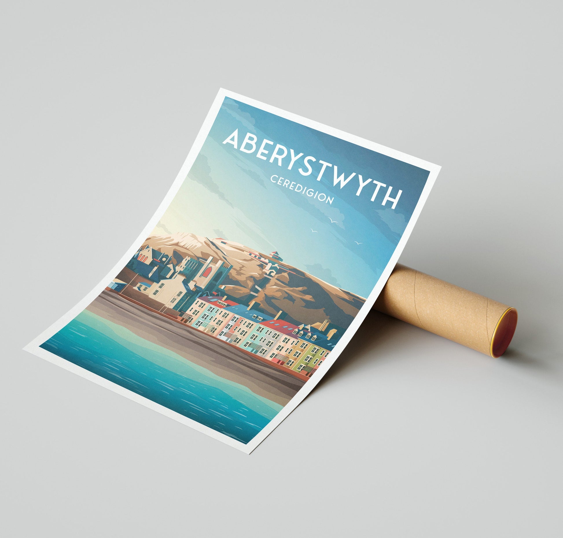 Aberystwyth Print, Wales Travel Poster, Ceredigion Illustration Wall Decor, Seaside Charm, Welsh Wall Art