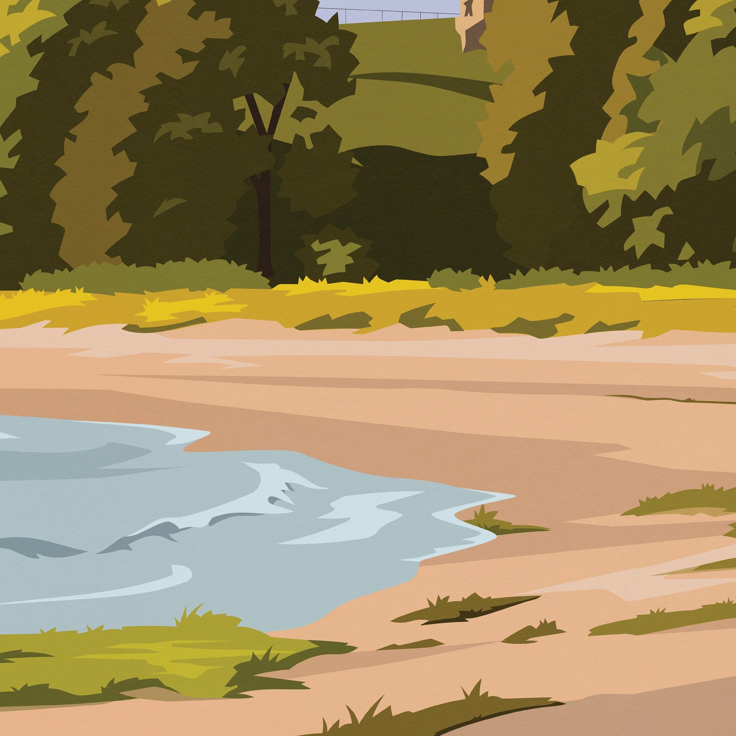 Kirkcaldy Print - Ravenscraig Beach and Castle - East Neuk - Fife Coastal Path - Travel Poster - Scotland