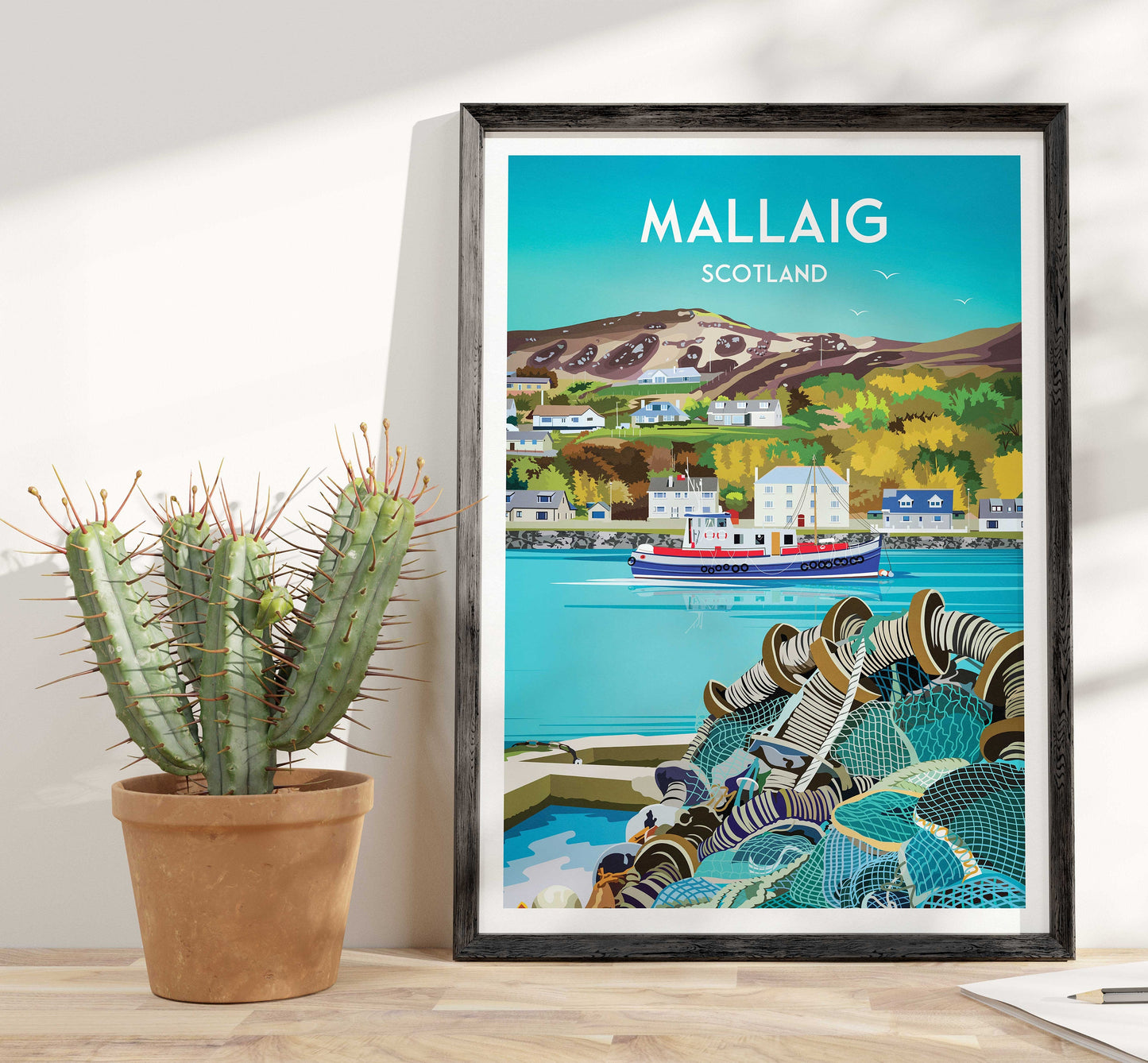 Mallaig Harbour Travel Poster - Coastal Beauty and Maritime Charm | Lochaber | West Coast of the Highlands of Scotland | Vintage Style Print