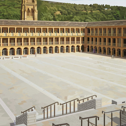 The Piece Hall Print - Travel Poster - Halifax - West Yorkshire - England Wall Art