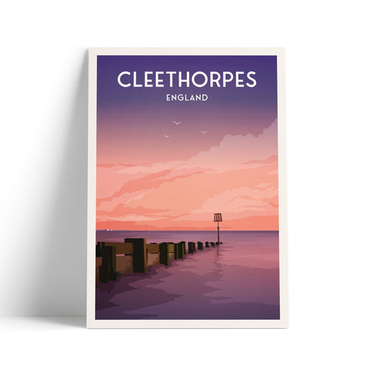 Cleethorpes Beach Print - England Travel Poster - North East Lincolnshire - Coastal Wall Art - A3, A2, A1 Sizes