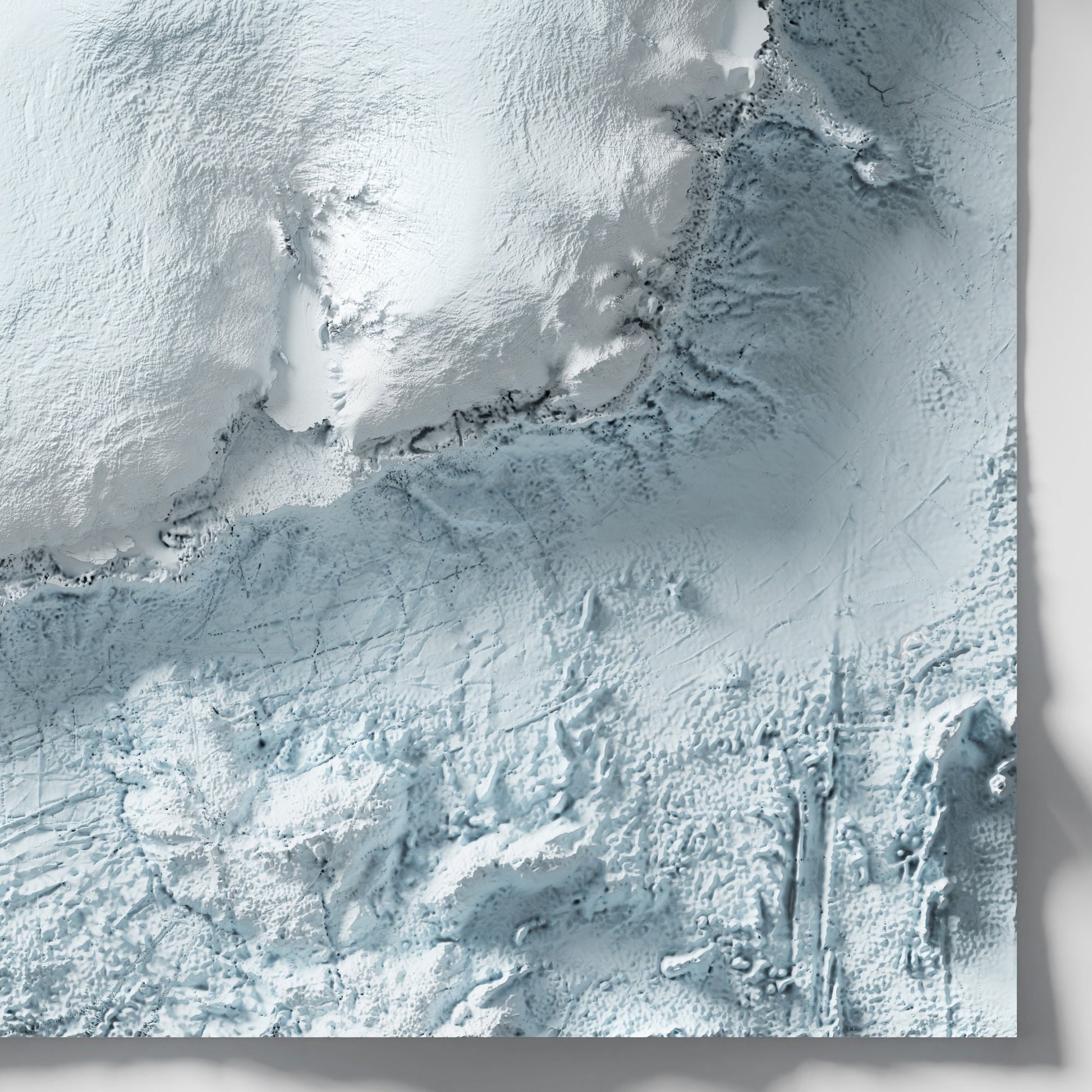 Antarctica Art Relief Map - 2D Bathymetric Print - South Pole Geology - 2D Shaded Relief Map