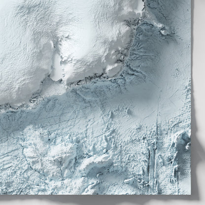 Antarctica Art Relief Map - 2D Bathymetric Print - South Pole Geology - 2D Shaded Relief Map