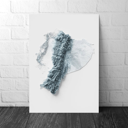 Ecuador Artistic Relief Map - Unique 2D Wall Decor - Ecuadorian Geology - 2D Shaded Relief Map