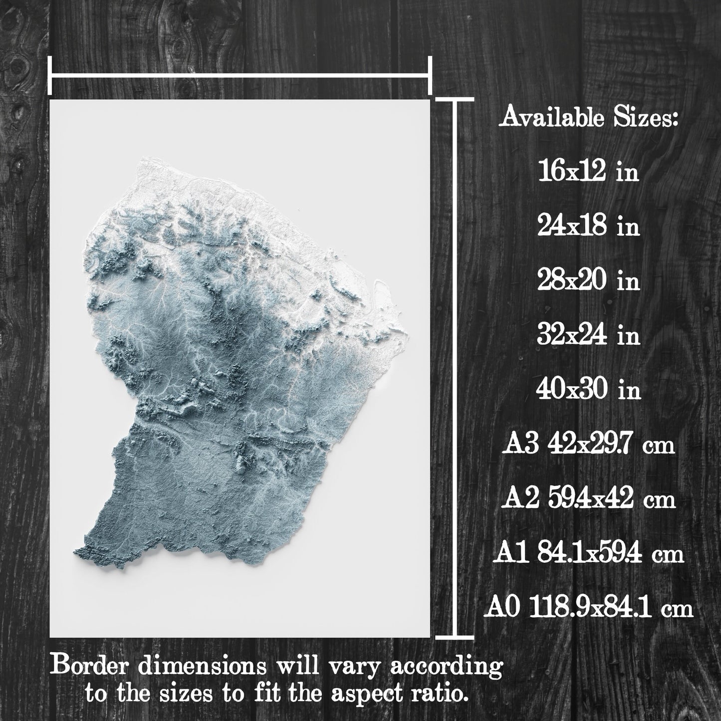 French Guiana Artistic Relief Map - Unique 2D Wall Decor - Geology - 2D Shaded Relief Map