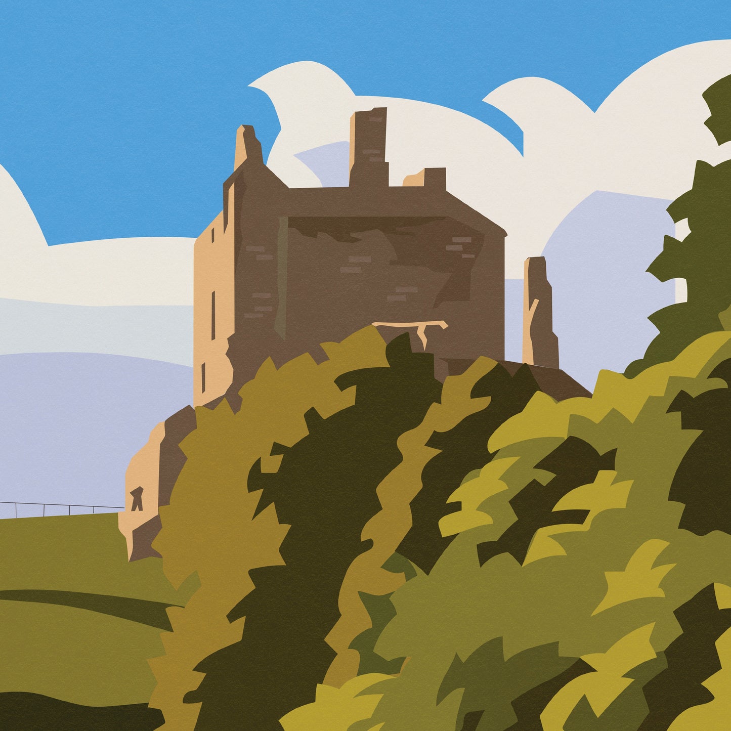 Kirkcaldy Print - Ravenscraig Beach and Castle - East Neuk - Fife Coastal Path - Travel Poster - Scotland