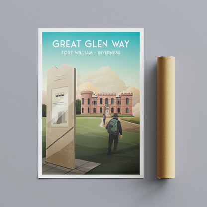 Great Glen Way Poster | Fort William to Inverness | Scottish Highlands | Inverness Castle | Great Scottish Trails
