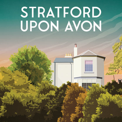 Stratford Upon Avon Print | Canal | Narrowboat | England | Travel Poster