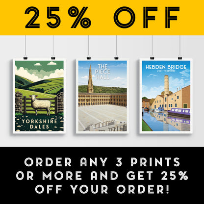 The Piece Hall Print - Travel Poster - Halifax - West Yorkshire - England Wall Art
