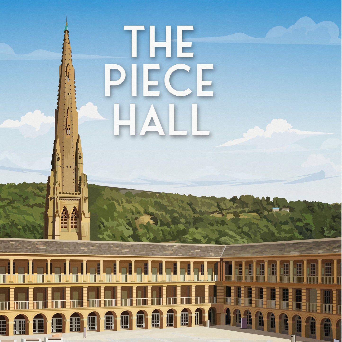 The Piece Hall Print - Travel Poster - Halifax - West Yorkshire - England Wall Art