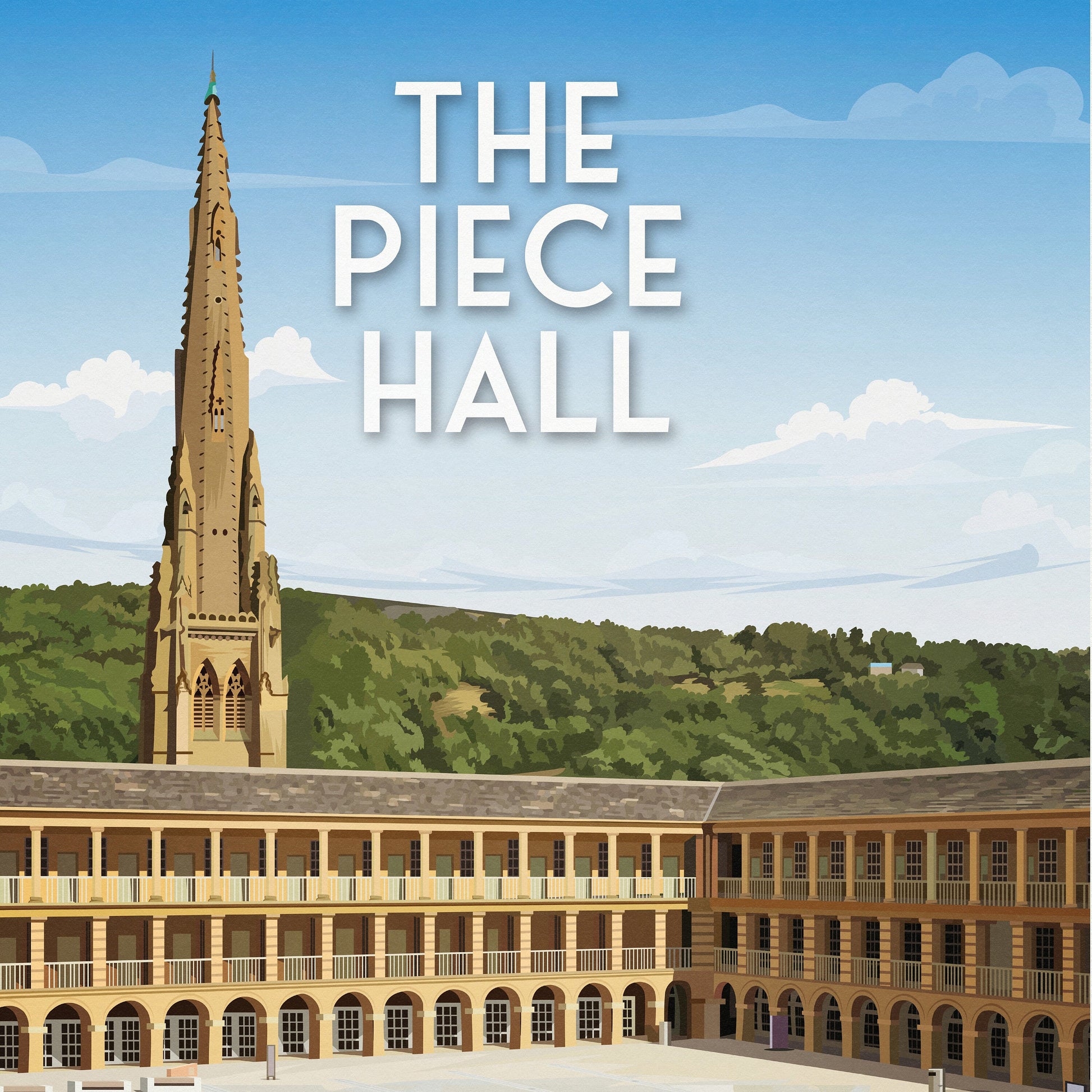 The Piece Hall Print - Travel Poster - Halifax - West Yorkshire - England Wall Art