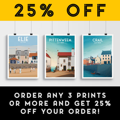 Pittenweem Poster, Fife Travel Poster, Fife East Neuk Wall Art Print, Scottish Gift, Picturesque Houses
