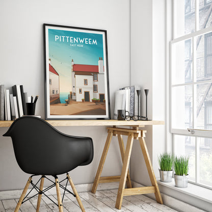 Pittenweem Poster, Fife Travel Poster, Fife East Neuk Wall Art Print, Scottish Gift, Picturesque Houses