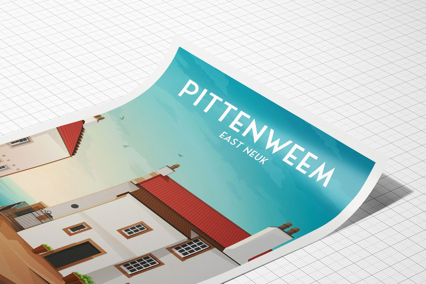 Pittenweem Poster, Fife Travel Poster, Fife East Neuk Wall Art Print, Scottish Gift, Picturesque Houses