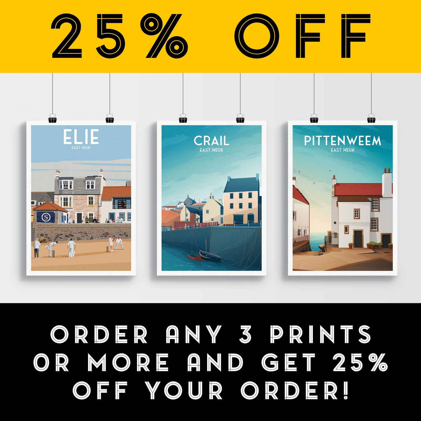 Crail Print - Crail Harbour Travel Poster - Historic Village - Fife Print - Scottish Wall Art - Historical Scottish Town - East Neuk