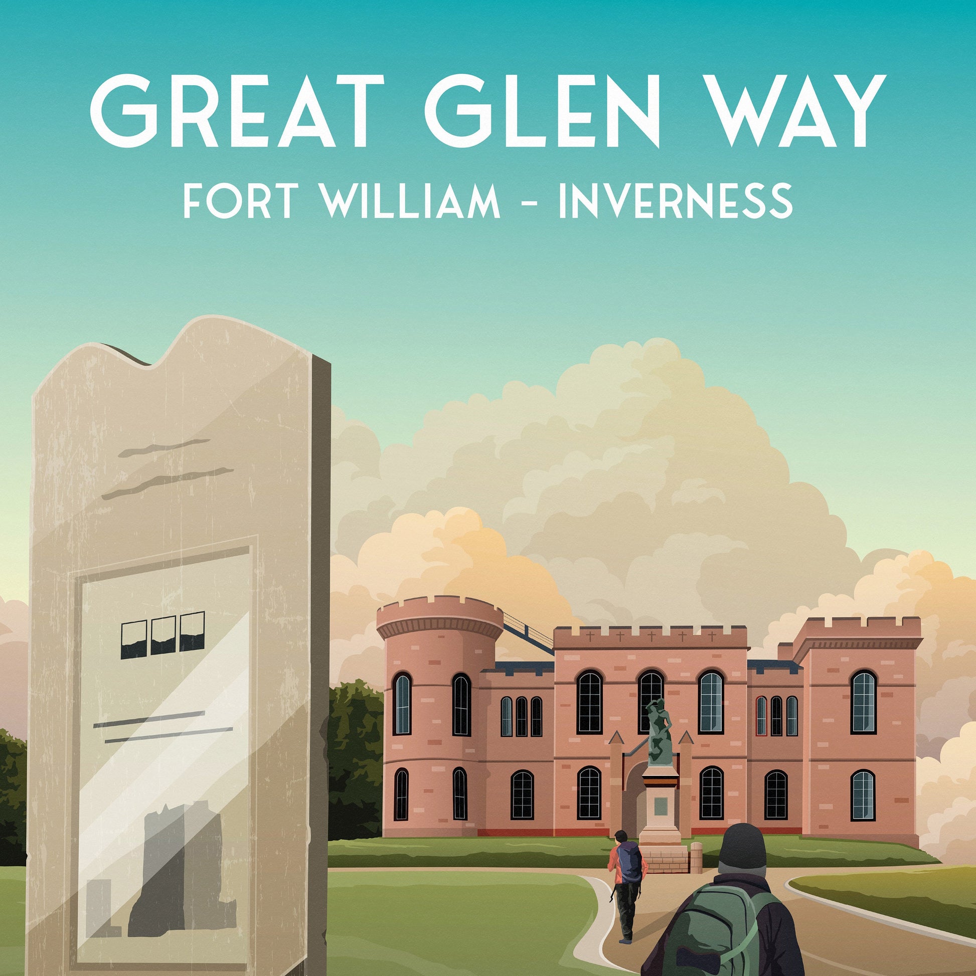 Great Glen Way Poster | Fort William to Inverness | Scottish Highlands | Inverness Castle | Great Scottish Trails