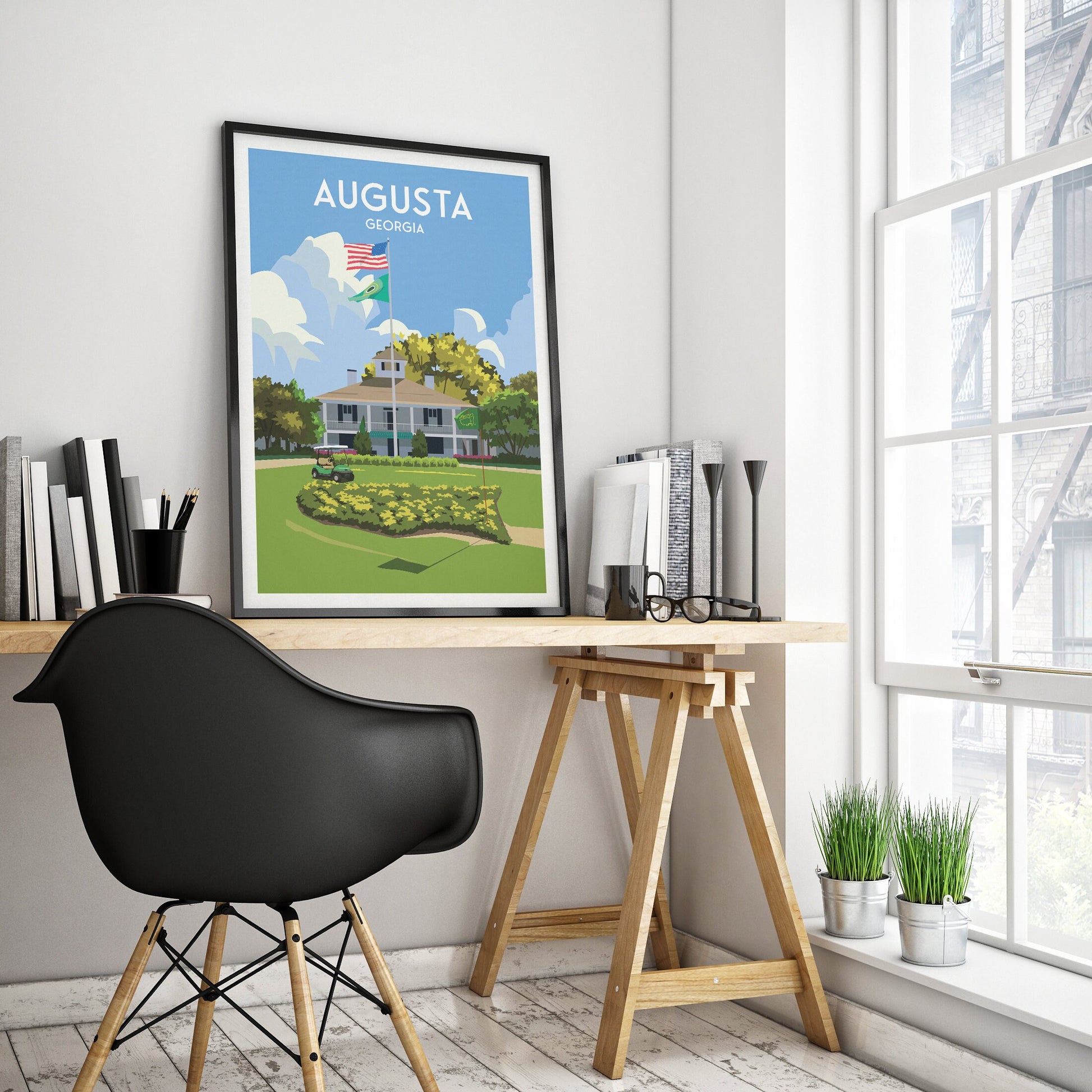 Augusta Golf Print, 18th Hole - Georgia Travel Poster - US Golf Course