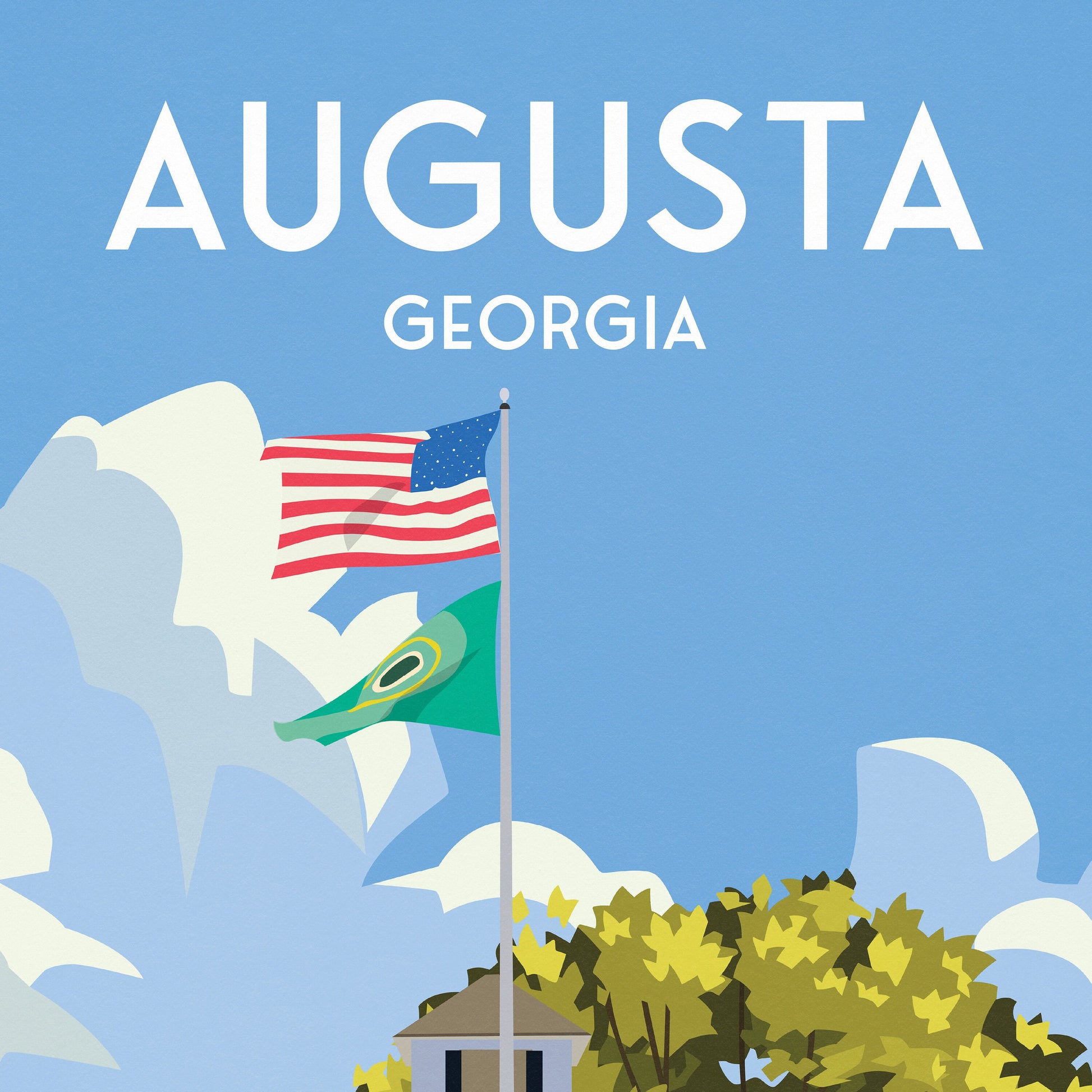 Augusta Golf Print, 18th Hole - Georgia Travel Poster - US Golf Course