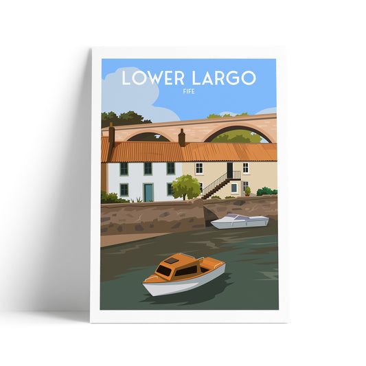 Lower Largo Viaduct and Harbour Travel Poster | Fife Coastal Art | Scotland