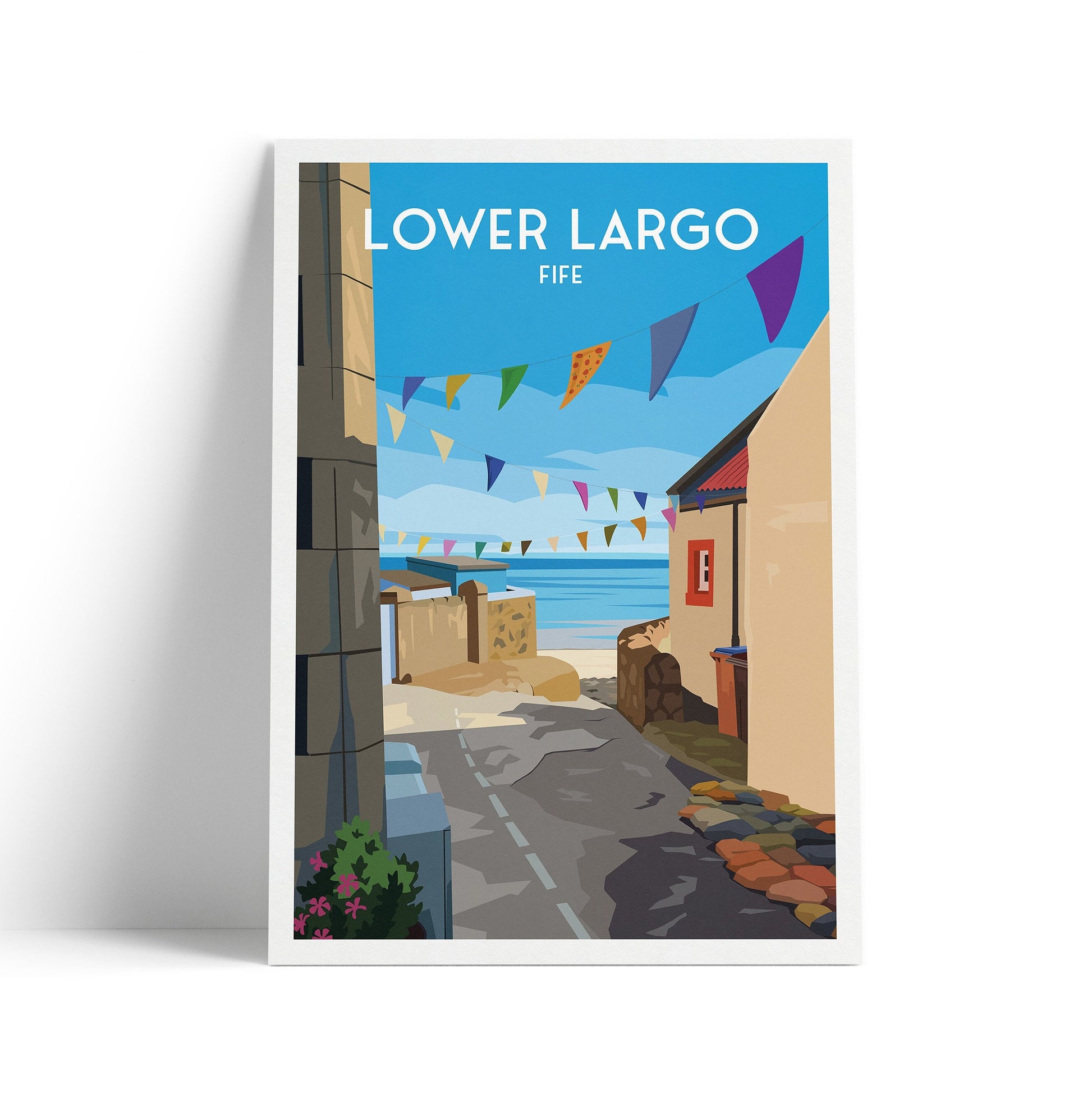 Lower Largo Bunting Print - Fife Travel Poster | Fife Coastal Art | Scotland