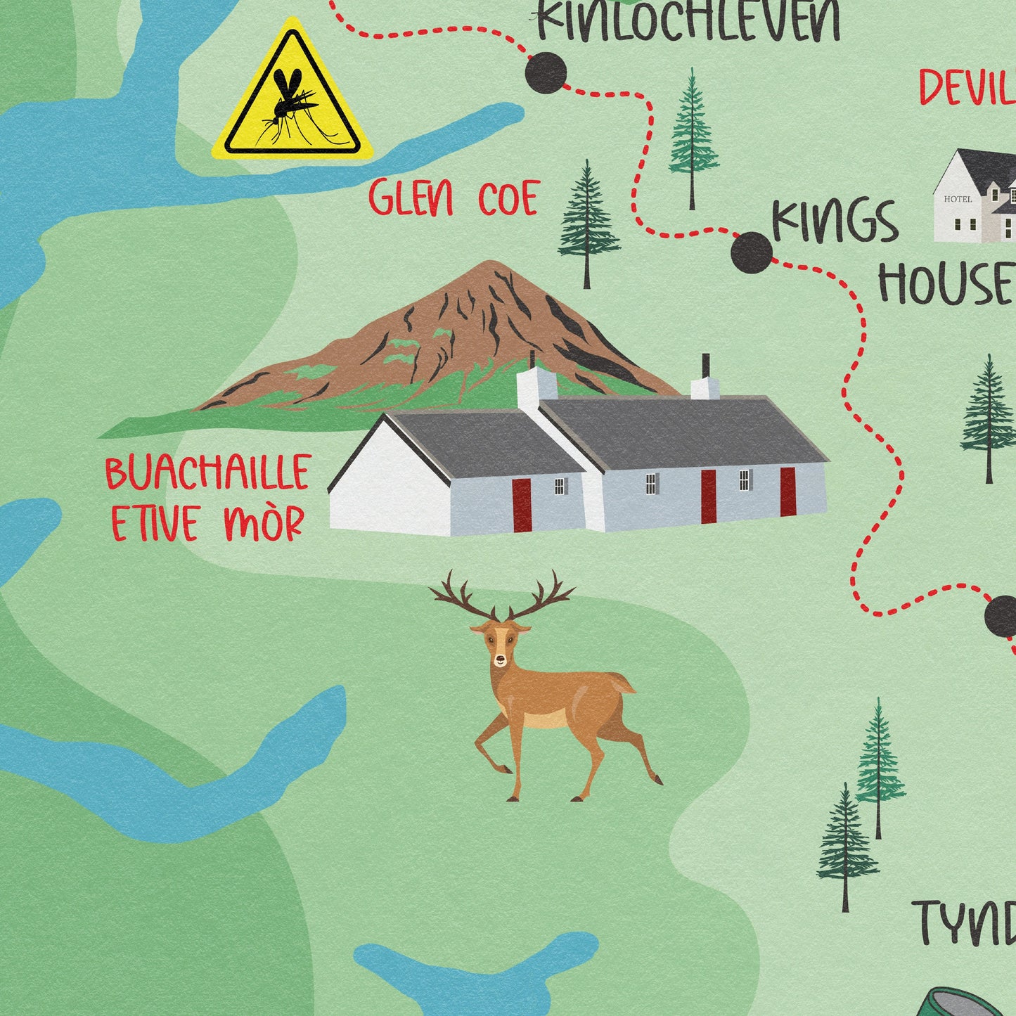 West Highland Way Map | Milngavie to Fort William | Scottish Trails | Drymen - Rowardennan - Inverarnan - Kingshouse - Glencoe - Ben Nevis