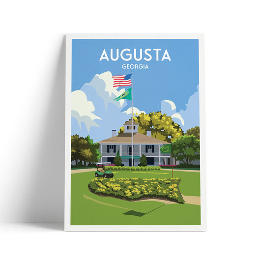 Augusta Golf Print, 18th Hole - Georgia Travel Poster - US Golf Course