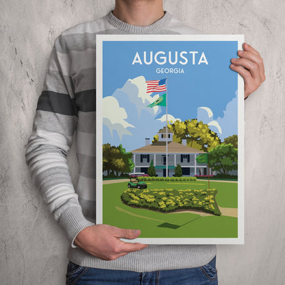 Augusta Golf Print, 18th Hole - Georgia Travel Poster - US Golf Course
