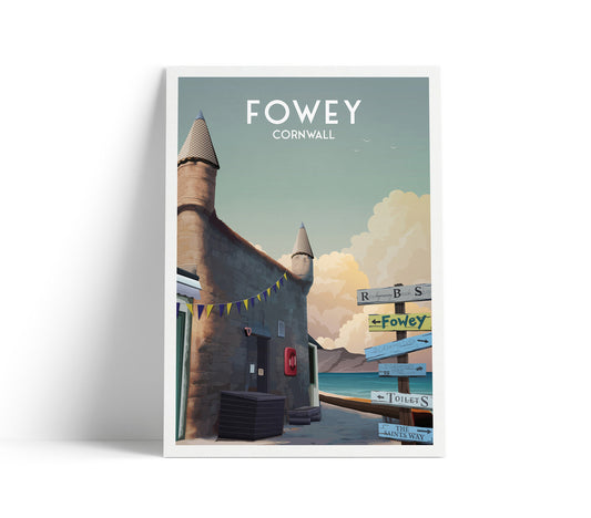 Fowey Print - Cornwall Travel Poster - England