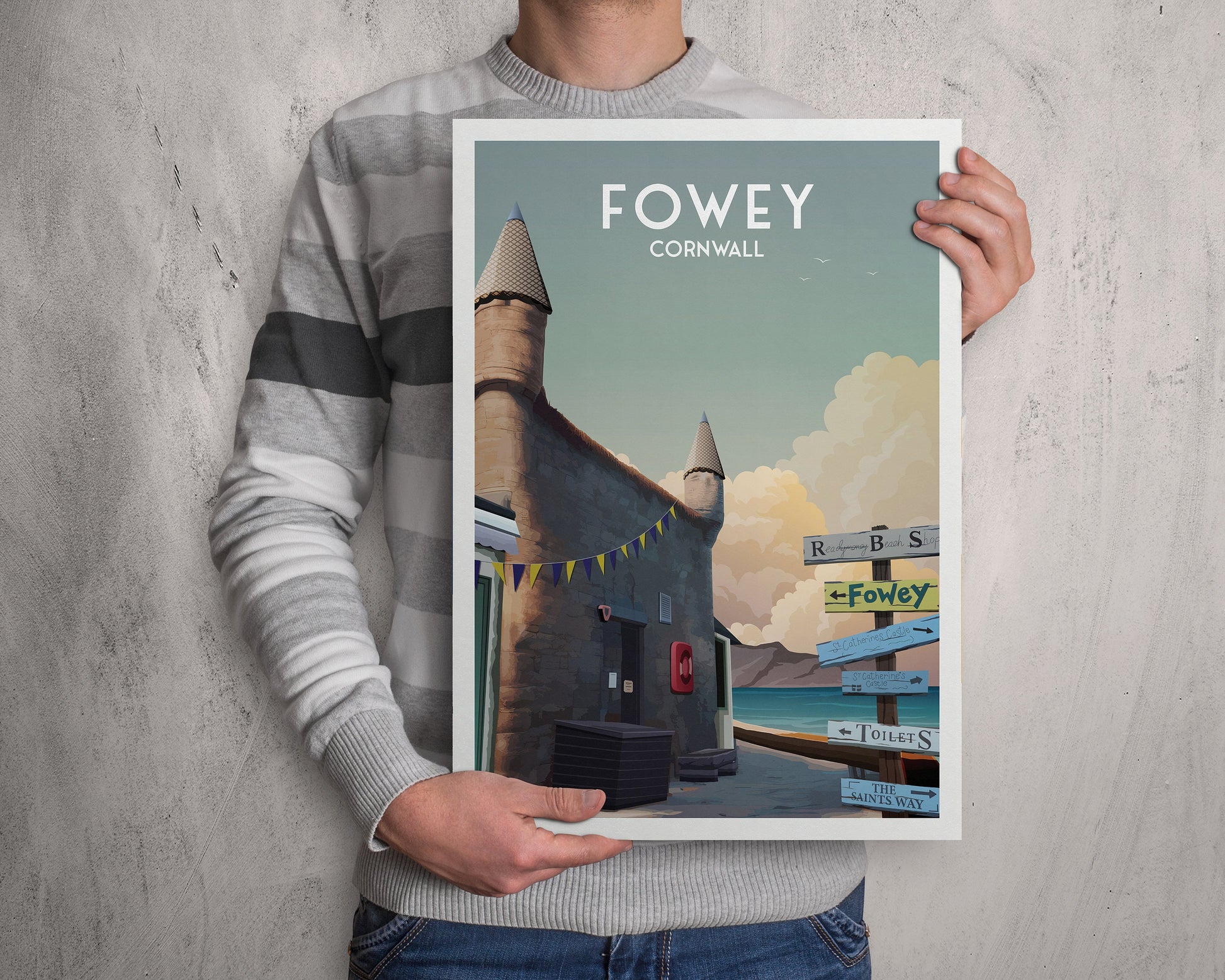 Fowey Print - Cornwall Travel Poster - England
